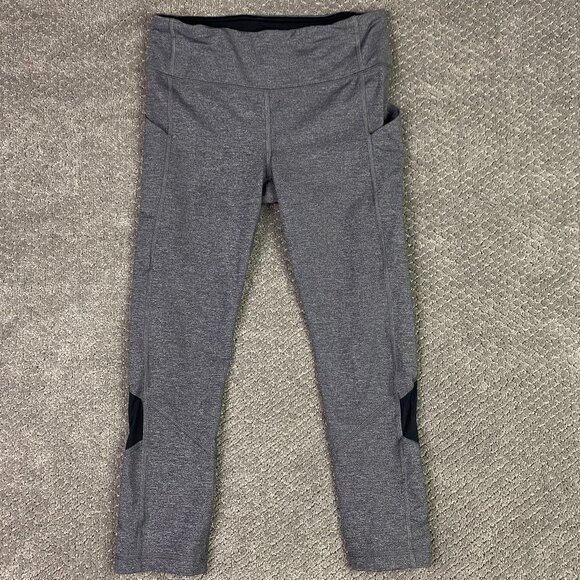 Lululemon Pace Rival Crop 22" Women's Size 6 Heathered Grey Black Gray Leggings - Picture 2 of 13
